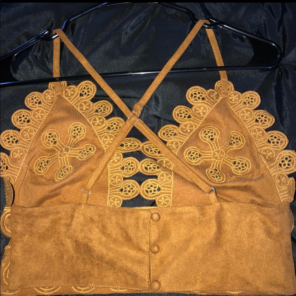 Never Worn Suede Crop Top - Picture 2 of 3